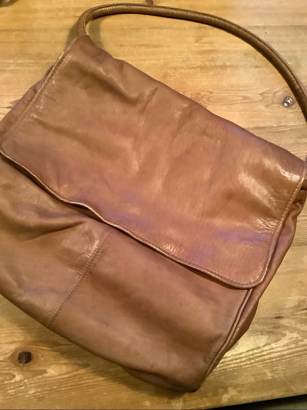 Vintage Brown Large Leather Travel Shoulder Book Bag
